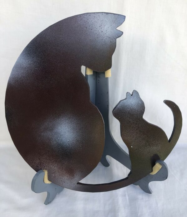Odinson Steel Art Cat 1 - with Kitten - on a Large Stand